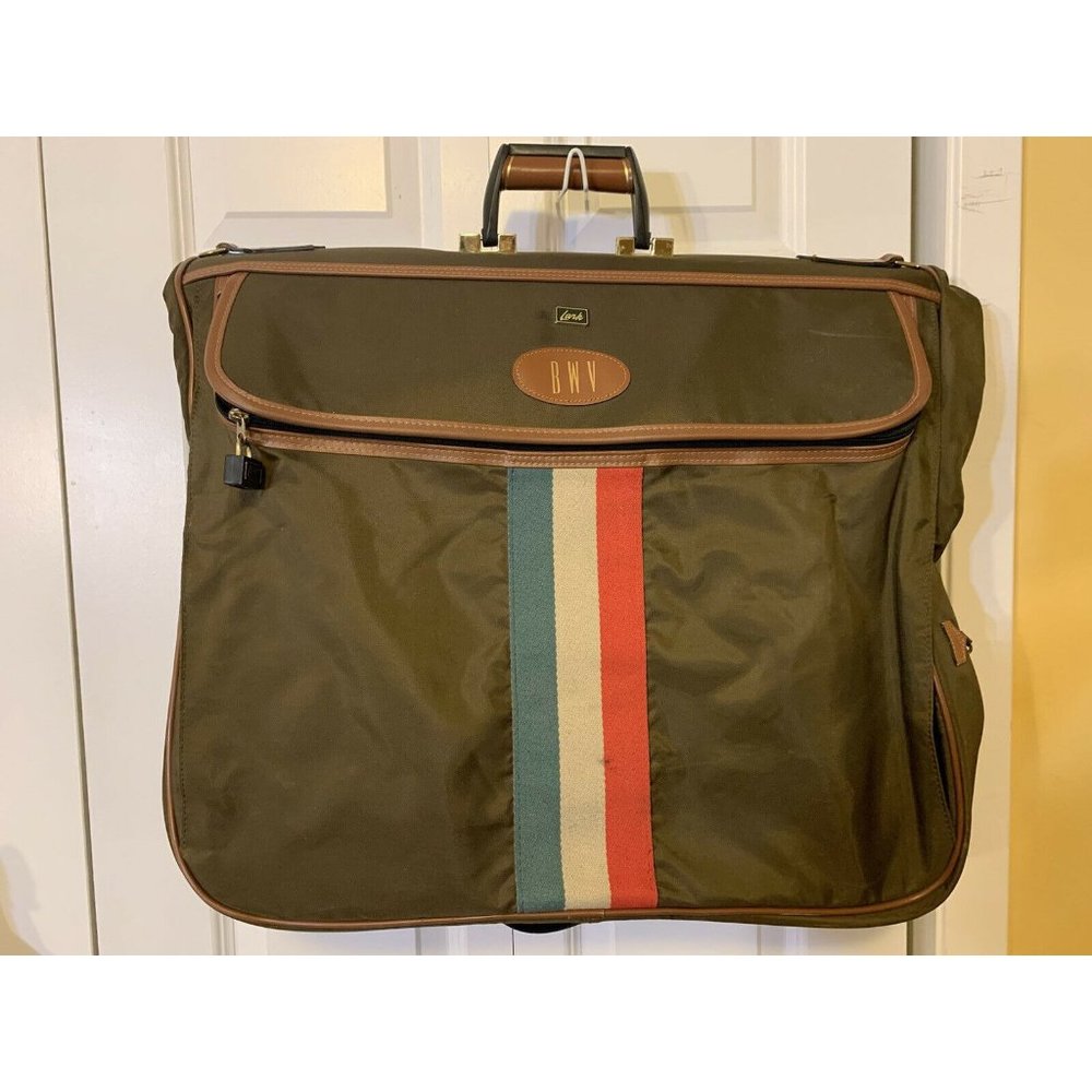 Vintage Lark Travel Luggage Hanging Garment Bag‎ Olive Brown